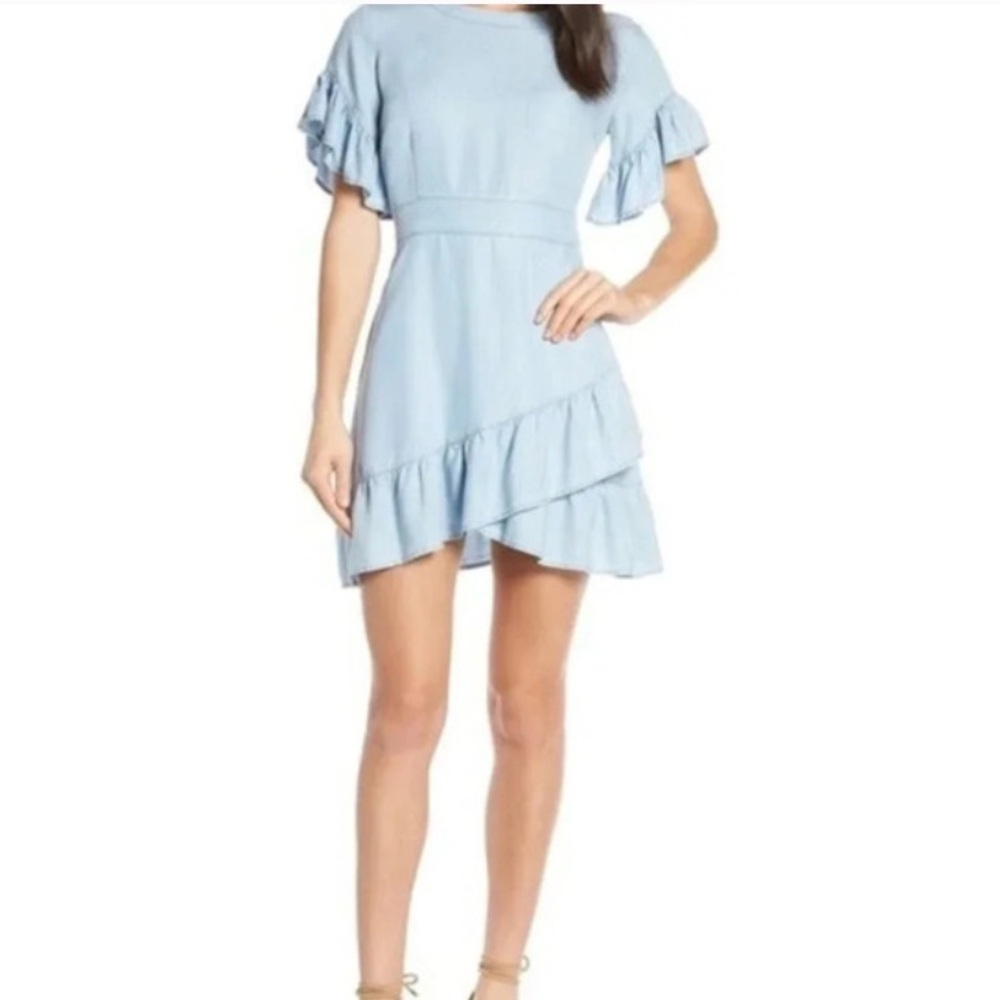 BB Dakota Sky Blue Denim Flirty Mini Dress